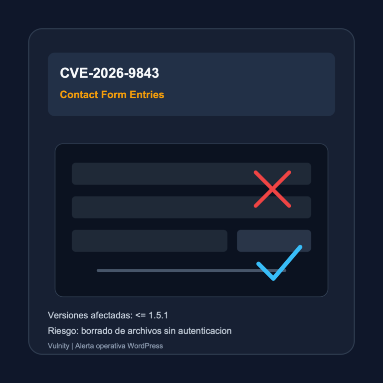 Alerta CVE-2026-9843 en Contact Form Entries