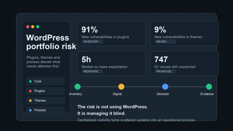 Riesgo real WordPress plugins temas y proceso